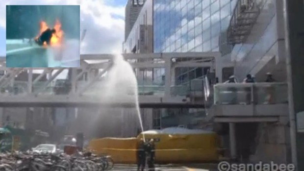 Video: Manifestante se prende fuego en Tokio