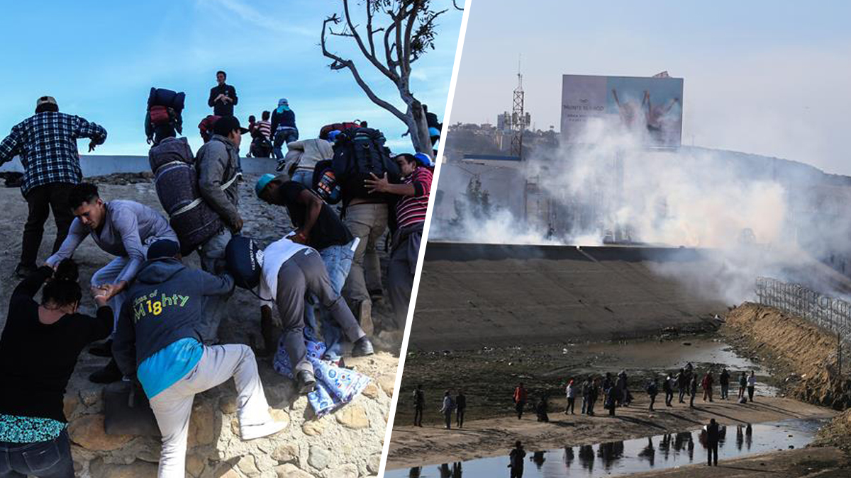Caos en la frontera: arrojan gas lacrimógeno a migrantes 