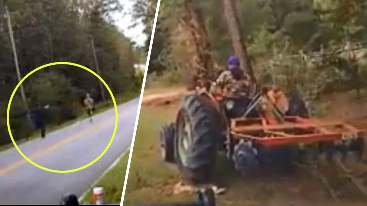 Video: lo detienen en tractor robado, corre, y termina mal
